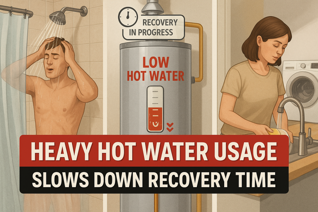 heavy hot water usage slow down recovery time