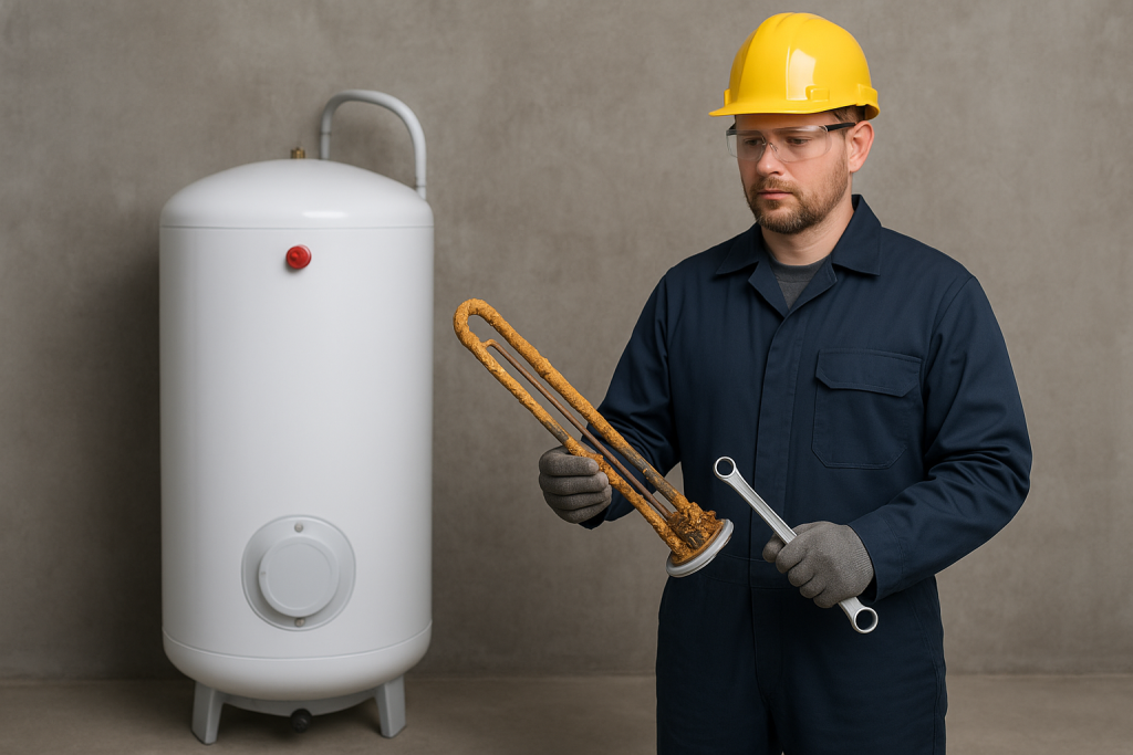 corroded electric hot water heating element